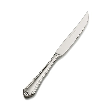 Bon Chef Sorento, Steak Knife, Euro, Solid Handle, Mirror Finish, 13/0, 9.98" , set of 12 S1515